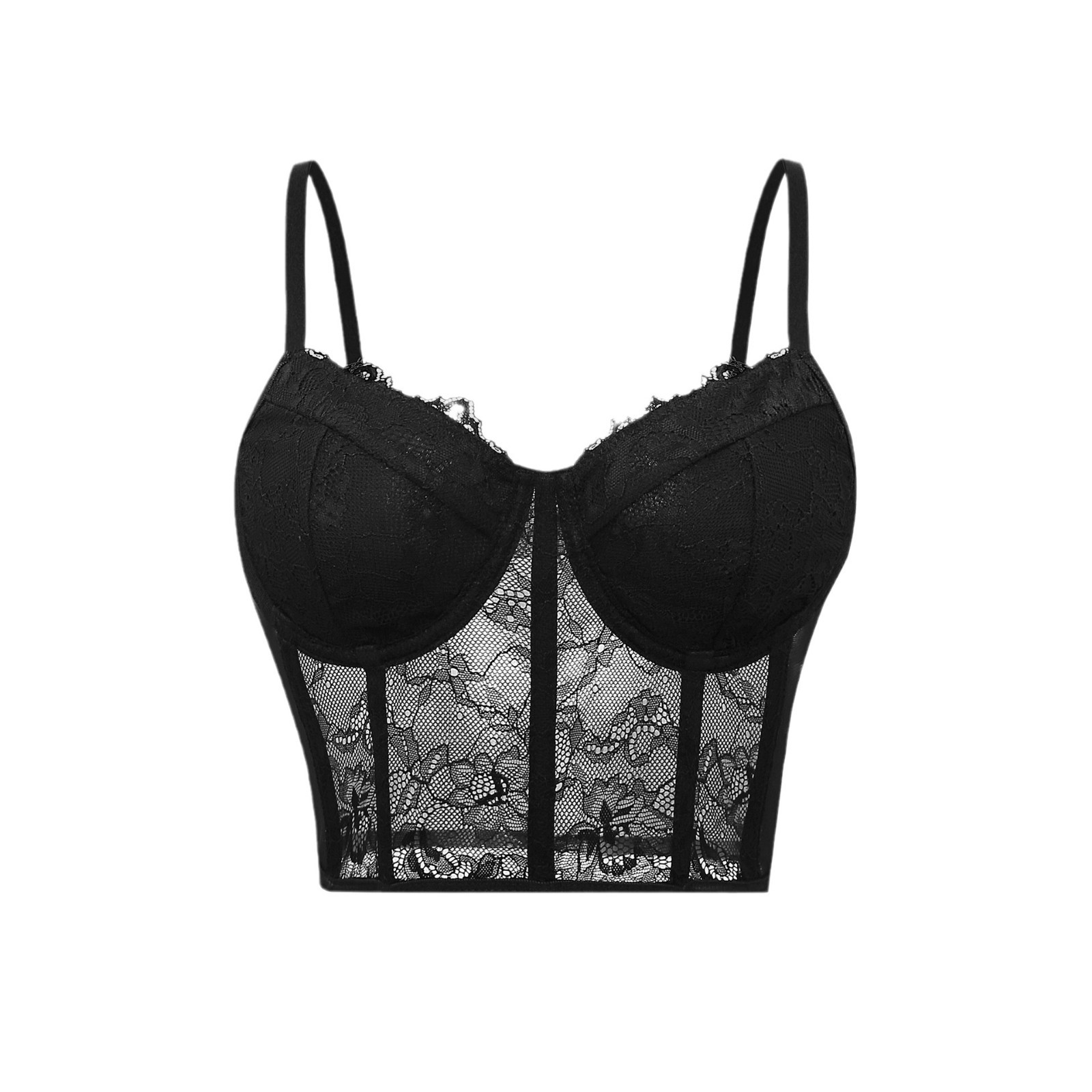 Sheer Bra Lace - Seksowny czarny półprzezroczysty biustonosz Siatkowy biustonosz